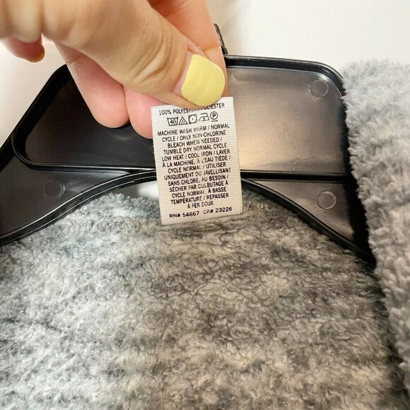 Victoria's Secret PINK Reversible Robe Black XS Hooded Plush Fair Isle Fleece - Picture 8 of 10